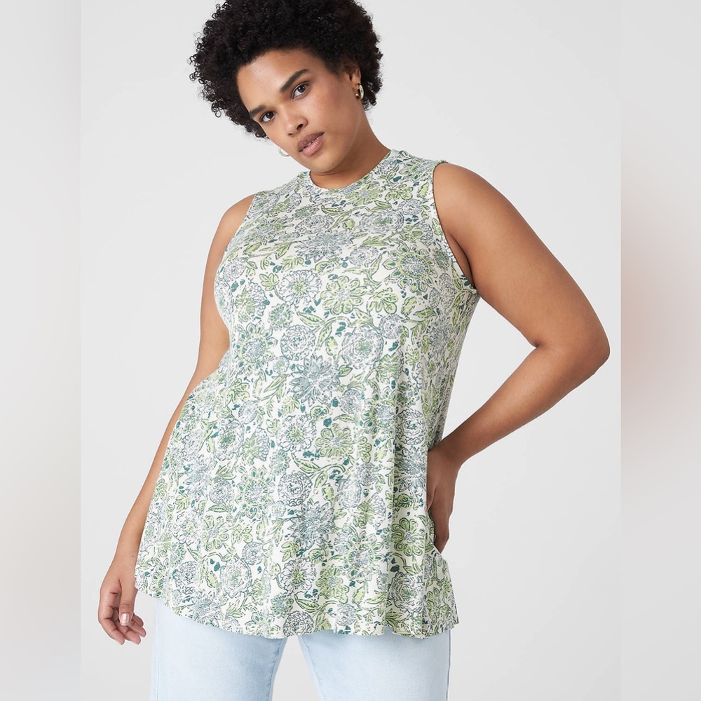 Modern Slub Swing High-Neck Straight-Hem Tunic size 18/20